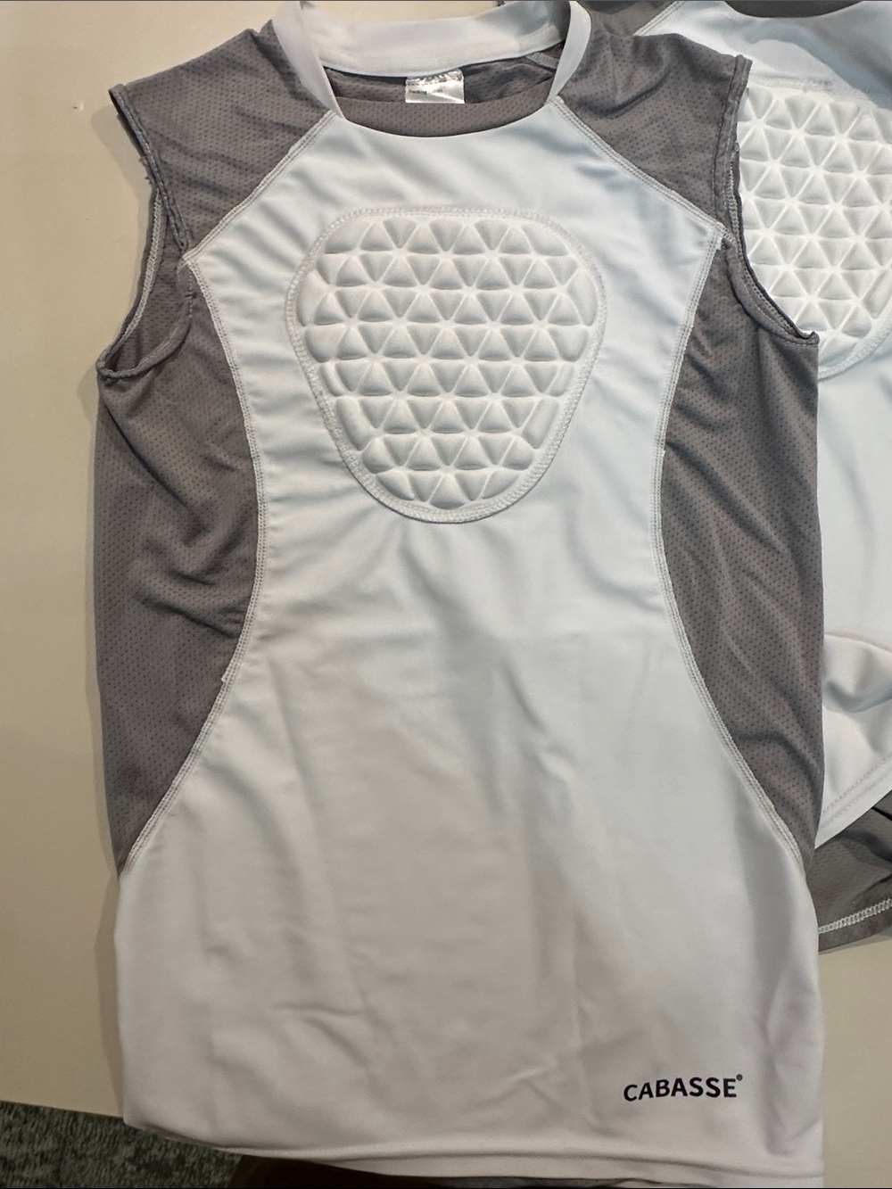 2 Youth Chest Protectors White and Gray Padded Performance Tank Top for Sports - Picture 3 of 11